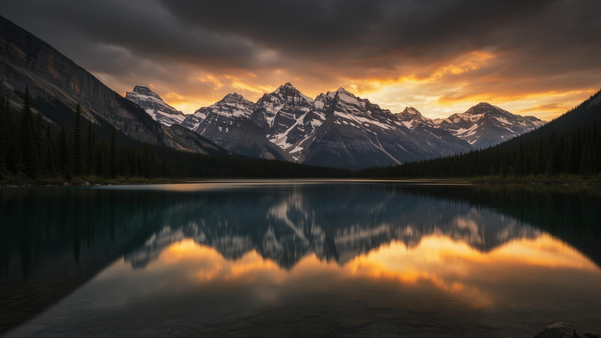 Canadian Rocky Mountains at sunset